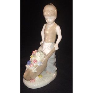 vtgLenwile Ardalt Porcelain girl w/ wheel barrel
